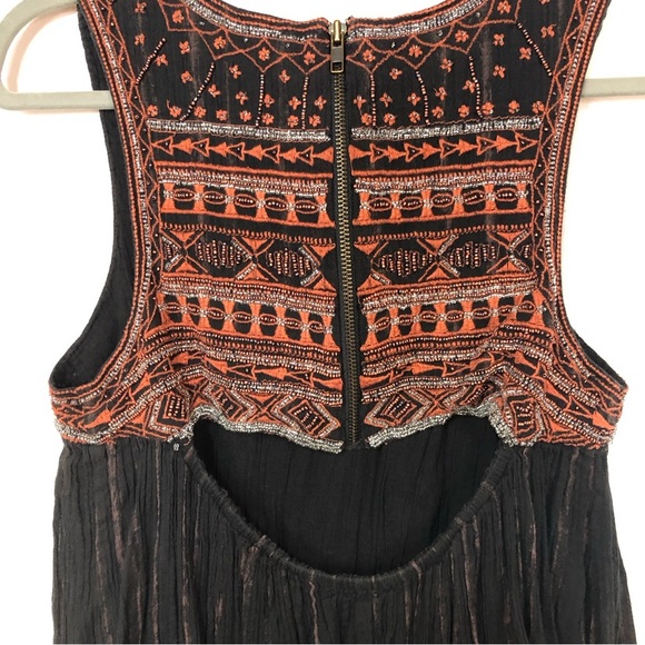 Free People Women’s Dress Beaded Gauze Open Back Casual Carefree Flowing - Picture 5 of 11